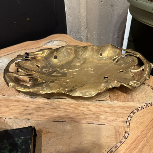Art Nouveau Brass Grape Leaf and Vine Tray 15x9.5"