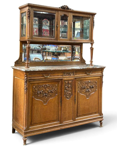 ANTIQUE FRENCH MARBLE BUFFET MARBLE HAS A REPAIR AS FOUND 20D 60W 78T IN STORE PICK UP ONLY