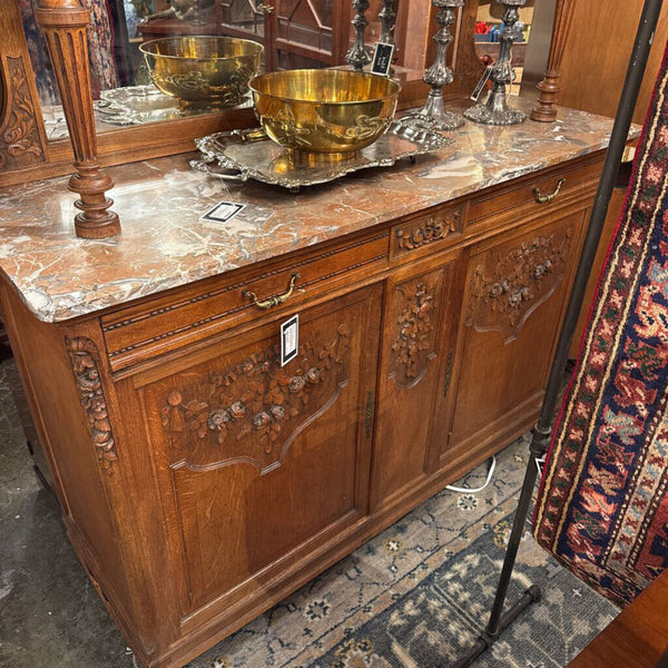 ANTIQUE FRENCH MARBLE BUFFET MARBLE HAS A REPAIR AS FOUND 20D 60W 78T IN STORE PICK UP ONLY