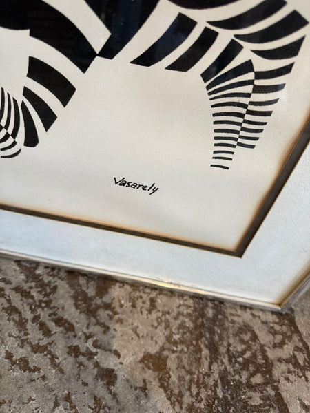 1960-70s Victor Vasarely Zebra Print 28x24