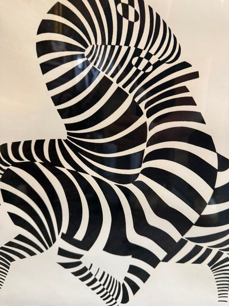 1960-70s Victor Vasarely Zebra Print 28x24
