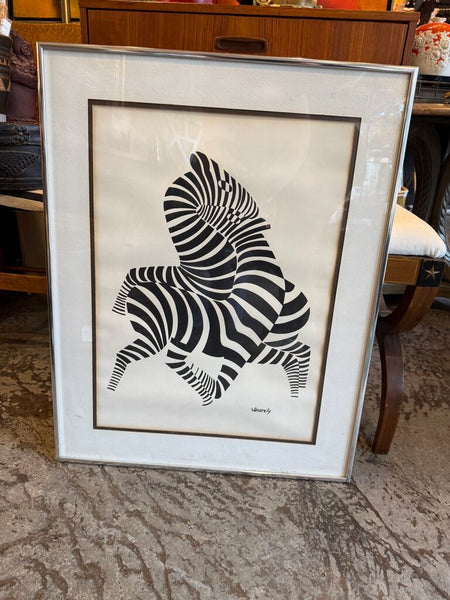 1960-70s Victor Vasarely Zebra Print 28x24