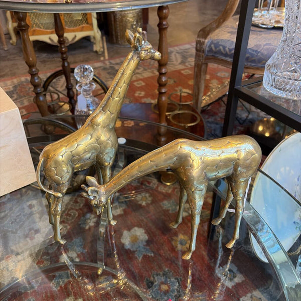 Vintage pair of brass giraffe 11.5&7.5T