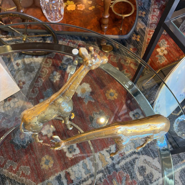 Vintage pair of brass giraffe 11.5&7.5T