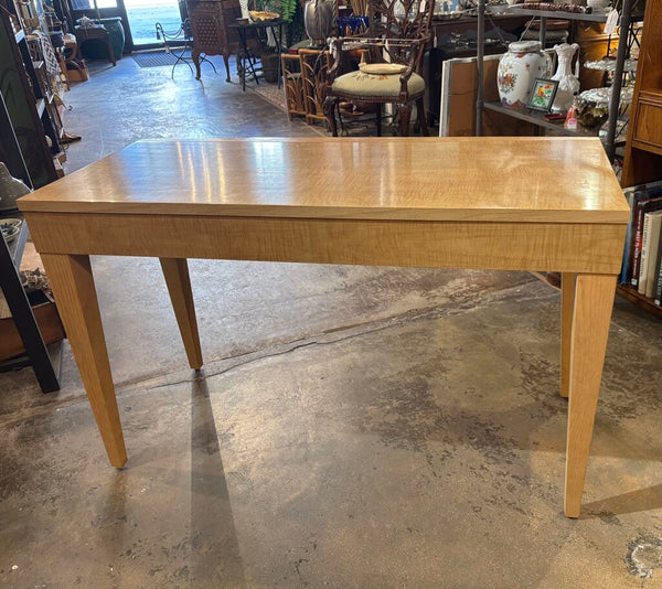 VINTAGE LANE FURNITURE TIGER STRIPE WOOD DESK OR ENTRY TABLE | 47.25"W x 29.5"H x 21.25"D
