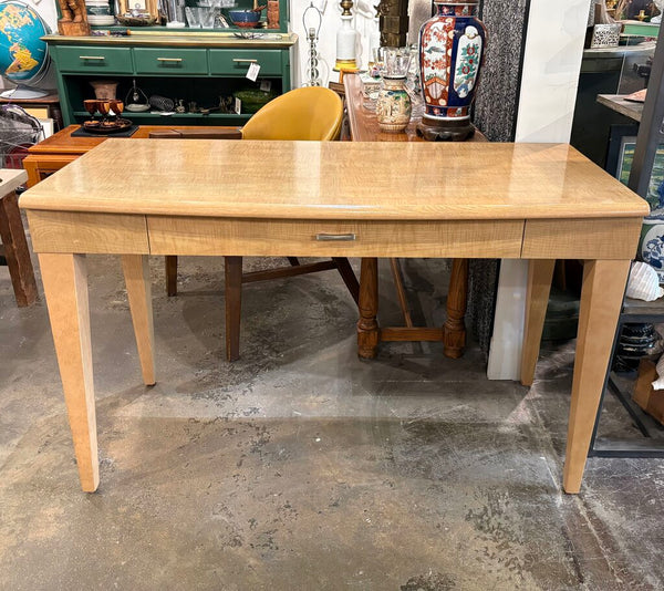 VINTAGE LANE FURNITURE TIGER STRIPE WOOD DESK OR ENTRY TABLE | 47.25"W x 29.5"H x 21.25"D