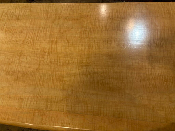 VINTAGE LANE FURNITURE TIGER STRIPE WOOD DESK OR ENTRY TABLE | 47.25"W x 29.5"H x 21.25"D