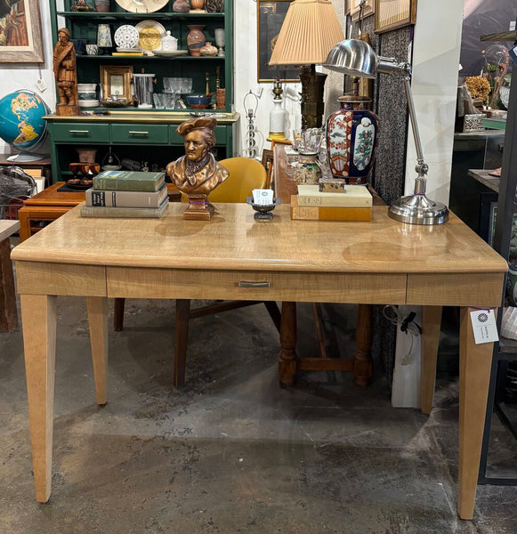 VINTAGE LANE FURNITURE TIGER STRIPE WOOD DESK OR ENTRY TABLE | 47.25"W x 29.5"H x 21.25"D