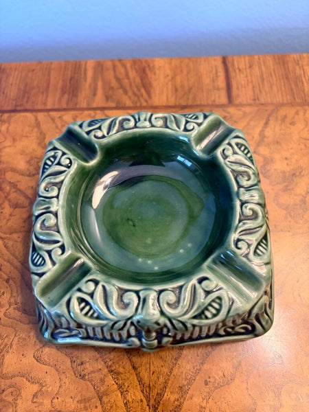Green pottery ash tray