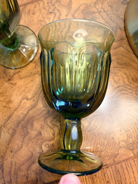 Set of 6 provincial small goblets in avocado-1970s