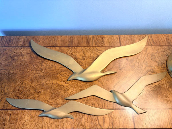 Mid Century brass flying seagull set of 3