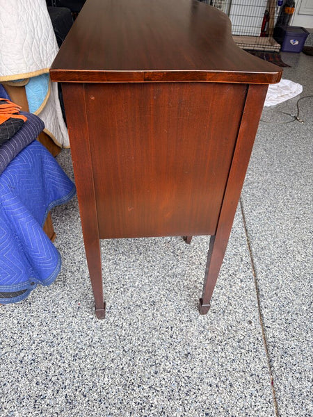 Vintage Federal/Hepplewhite mahogany sideboard with serpentine front and spade feet approx 66x22x37.5 For pick up only