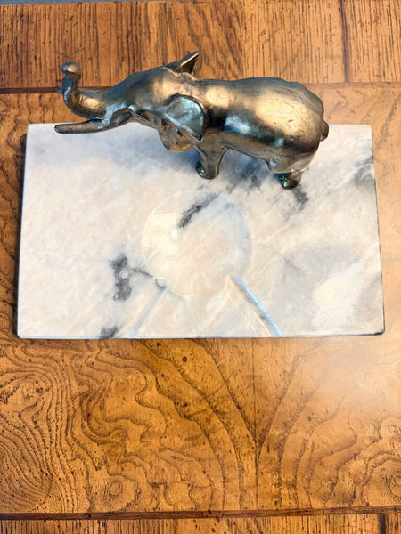Artemetica marble and brass elephant ashtray or desk piece-antique/vintage