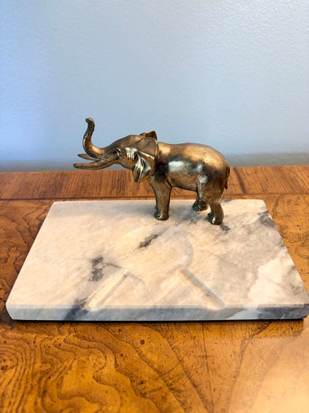 Artemetica marble and brass elephant ashtray or desk piece-antique/vintage
