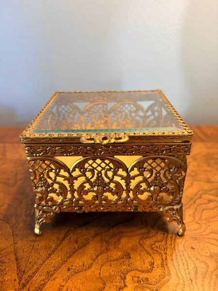 Vintage brass ormolu jewelry box