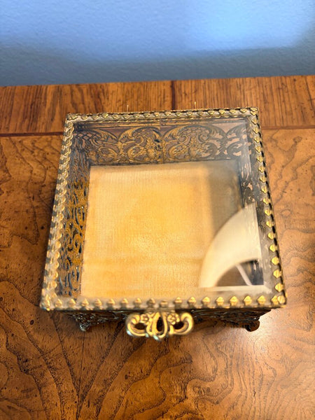 Vintage brass ormolu jewelry box