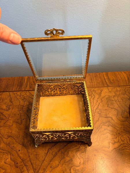 Vintage brass ormolu jewelry box