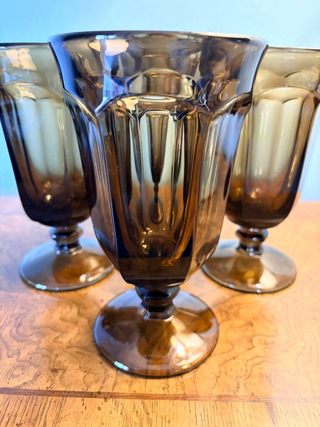 Set of 4 Imperial old Williamsburg smoked glass goblets