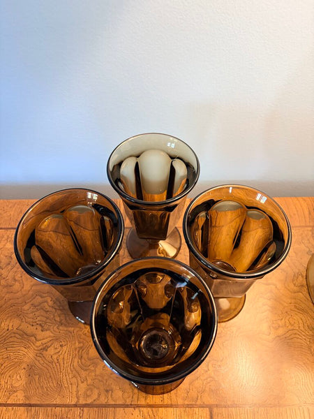 Set of 4 Imperial old Williamsburg smoked glass goblets
