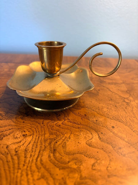 Small brass handled candleholder