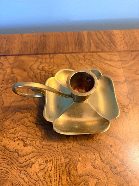 Small brass handled candleholder