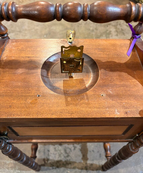 ANTIQUE CUSHMAN SMOKING STAND WITH HUMIDOR CABINET | 28"H X 12.75"W X 8.5"D
