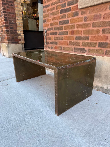 Vintage brass waterfall style coffee table 35W 19D 15.5T