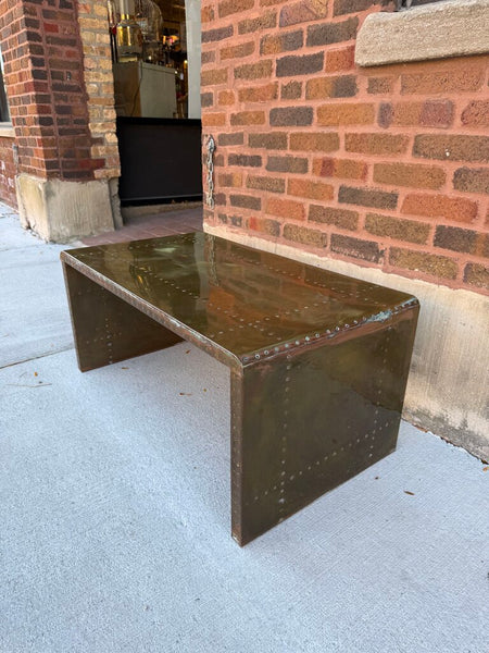 Vintage brass waterfall style coffee table 35W 19D 15.5T