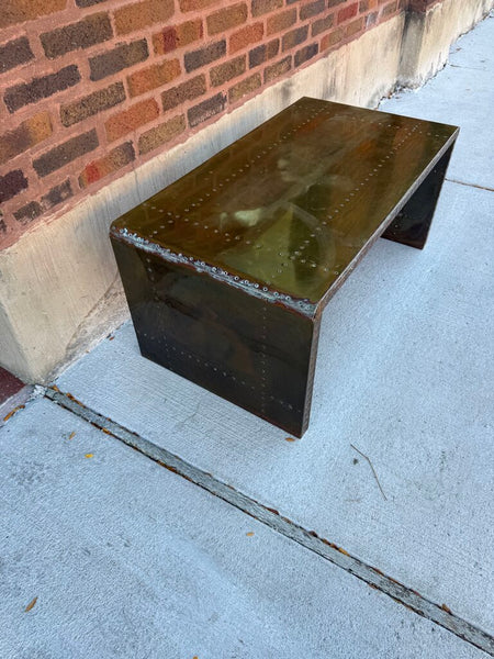Vintage brass waterfall style coffee table 35W 19D 15.5T