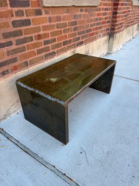 Vintage brass waterfall style coffee table 35W 19D 15.5T