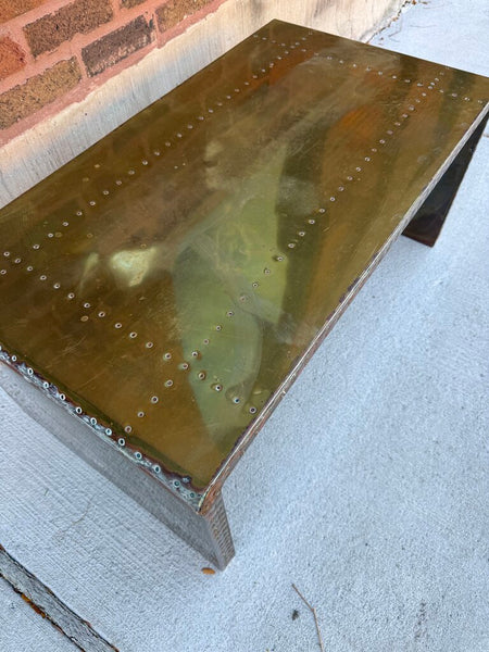 Vintage brass waterfall style coffee table 35W 19D 15.5T