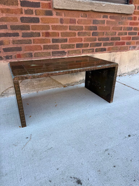 Vintage brass waterfall style coffee table 35W 19D 15.5T
