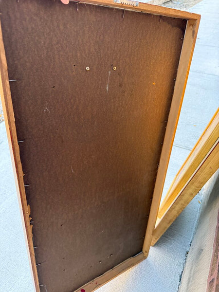 Pair gold grass cloth MCM panel screens 38T 20W