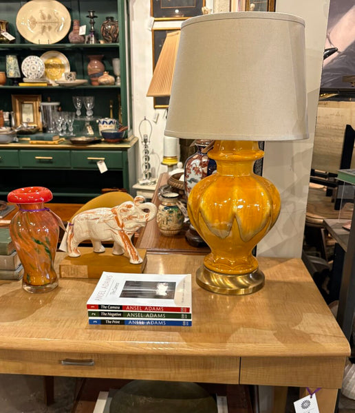 MID CENTURY ROYAL HAEGER DRIP GLAZE LAMP IN WORKING ORDER | 21.5"H (TOP OF SOCKET) X 9.5"W X