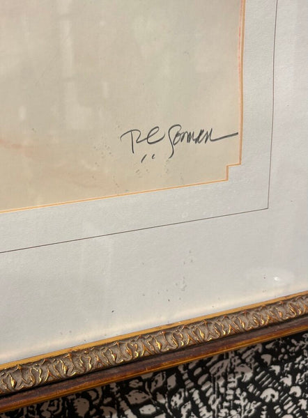 R.C. GORMAN HAND SIGNED "CLARITA" PAINTING PRINT IN GILDED FRAME | 37.25" H X 31.25" W