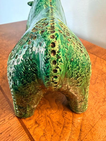 Large Aldo Londi for Bitossi green pottery bull-old chip on 1 ear-for pick up only