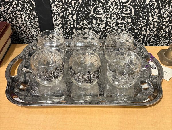 MID CENTURY DOROTHY THORPE ATOMIC SPLASH ROLY POLY GLASSES - SET OF SIX