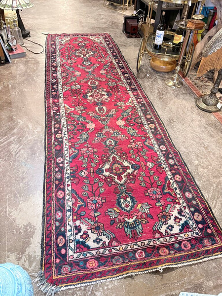 Wool red/blue runner 117x36