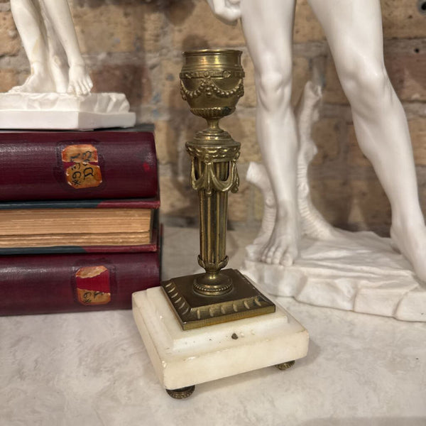 Pair Brass and Marble Candlesticks