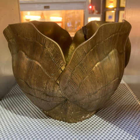 Vintage Brass Shell Planter (8" H, 9" W)