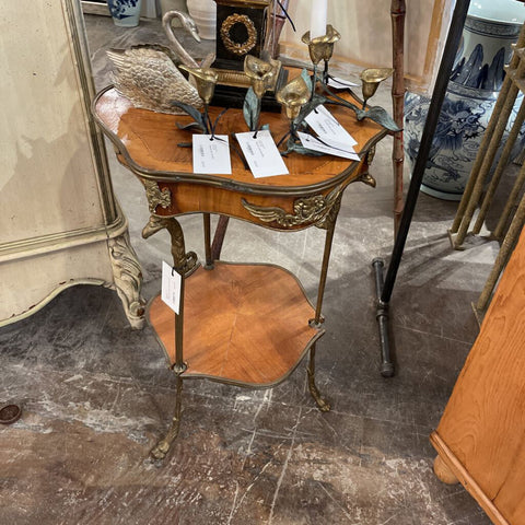 vintage table with brass legs as is