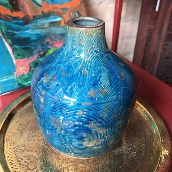 Blue vintage ceramic vase
