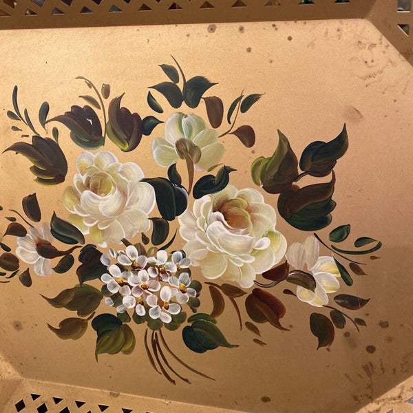 20x15" Vintage, Gold, hand-painted florentine tray #008