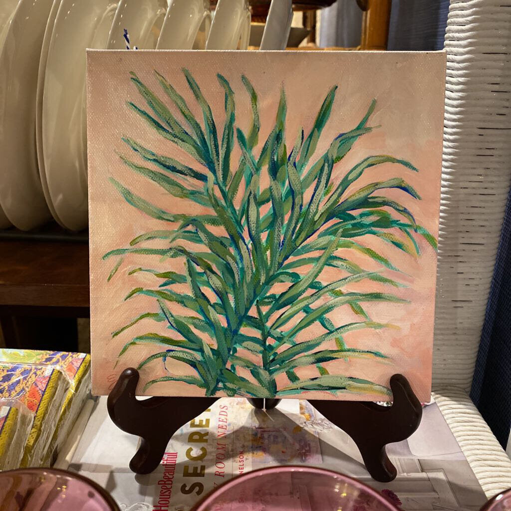 Original Oil On Canvas Of Palm By Elizabeth Alice 8x8”