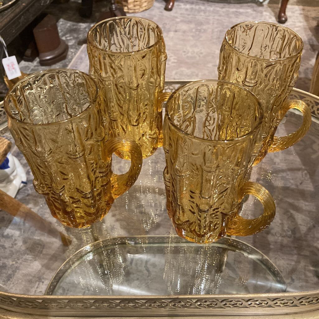 Aet of 4 Bamboo Glass Mugs 6Tx4W