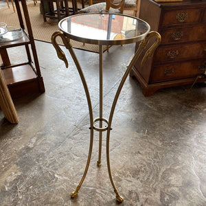 Italian Regency Neoclassical Style Brass Pedestal Stand with Swan Heads14W 37H IN STORE PICKUP ONLY