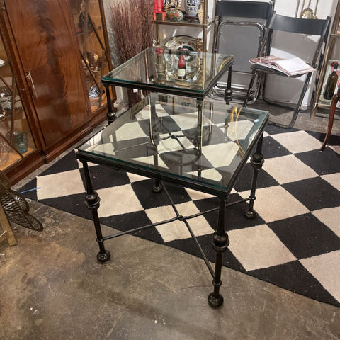 EACH Bernhardt Furniture metal and glass side tables 26.25inx26.25inx27inH