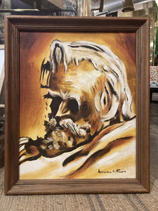 Wooden framed Herschel E Fullen portrait oil painting 23x19in