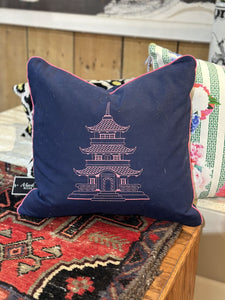 18x18" Pagoda, down-filled pillow #001