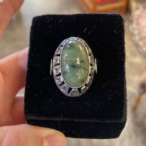 Vintage Green variscite & sterling ring